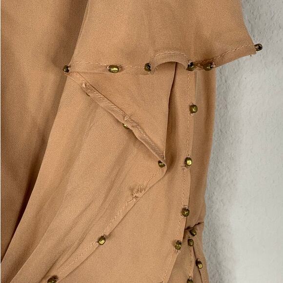 Haute Hippie Silk Asymmetrical Draped Dress Beaded Detail Cocktail Boho Chic SM - Picture 3 of 8